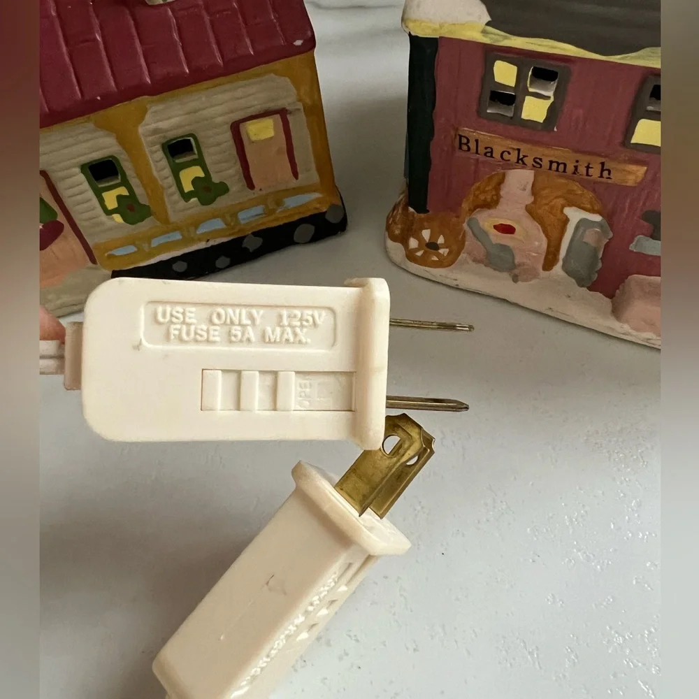 (2) Vintage Dickens Ceramic Village Christmas Cottagecore Houses With Lights